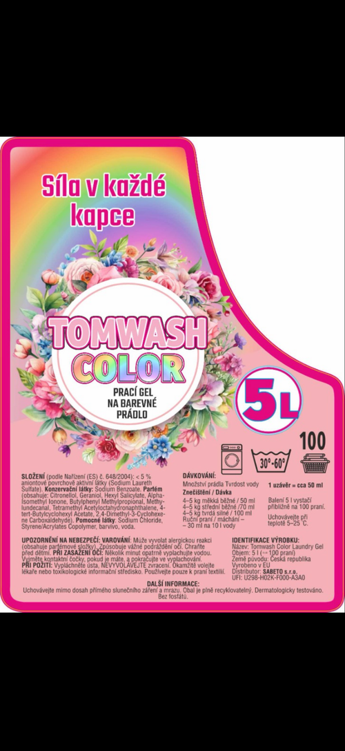 Tomwash Color prací gel 5L